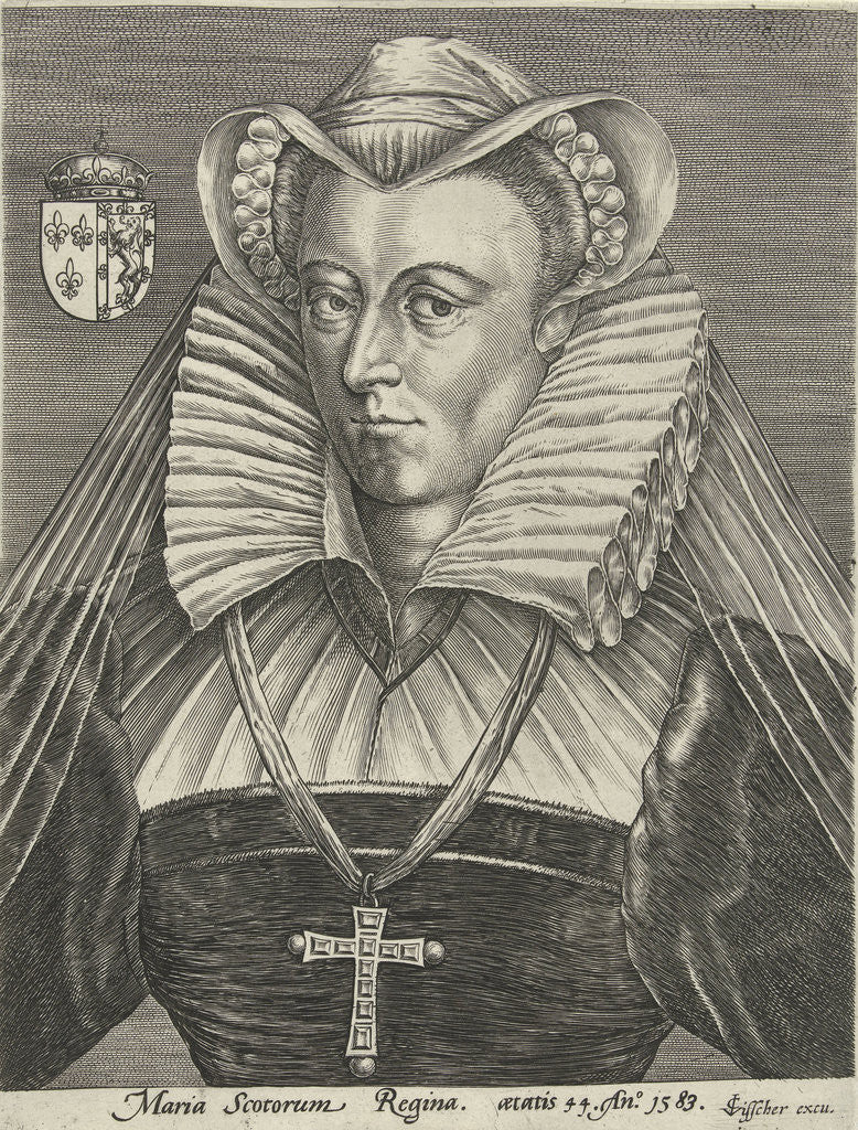 Detail of Portrait of Queen Mary I Stuart of Scotland by Claes Jansz. Visscher II