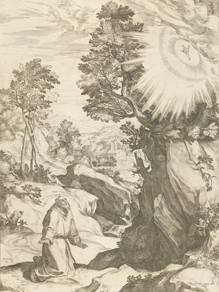 Detail of Landscape with vision of St. Francis of Assisi by Carlo Losi