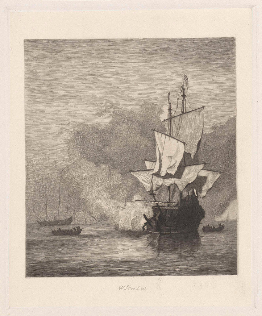 Detail of The gun shot by Willem van de Velde II