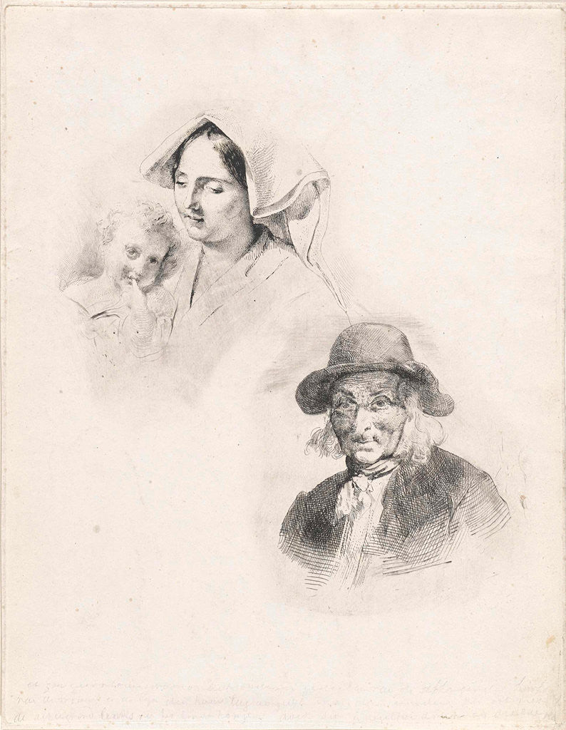 Detail of Woman with a child and old man by Louis Anthony Vintcent