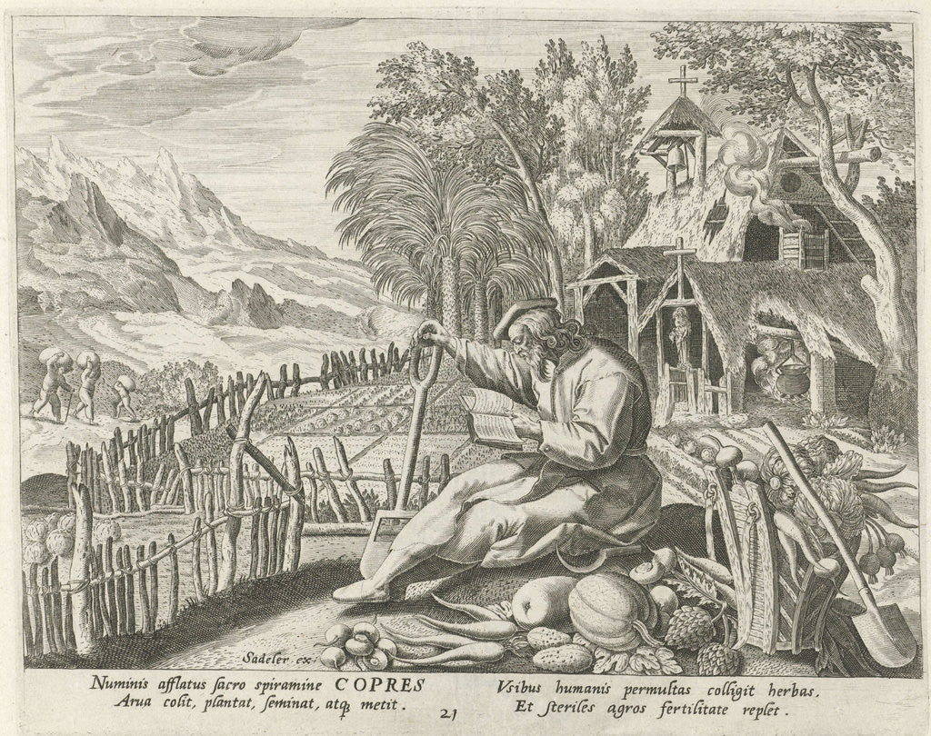 Detail of Copres of Egypt as a hermit by Maerten de Vos