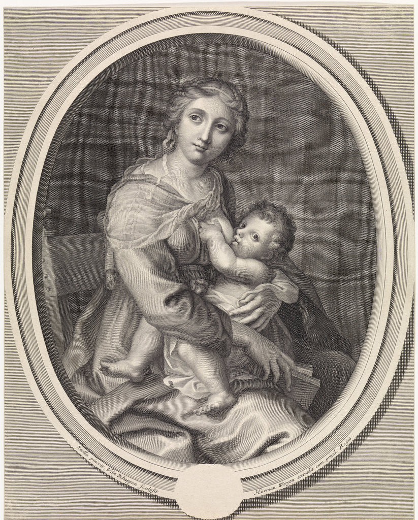 Detail of Mary gives the Christ Child breast feeding by Hermann Weyen