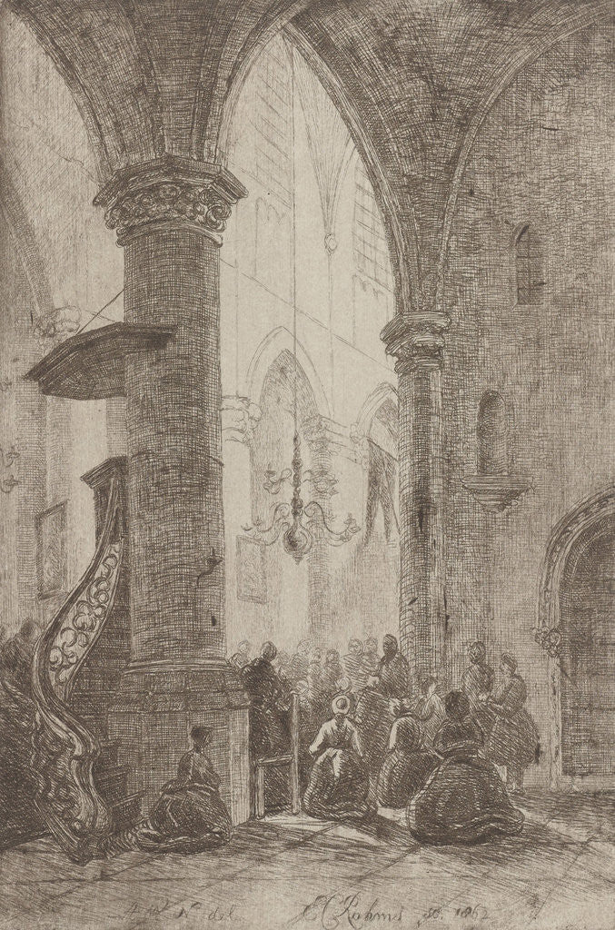 Detail of View in a church by Eberhard Cornelis Rahms