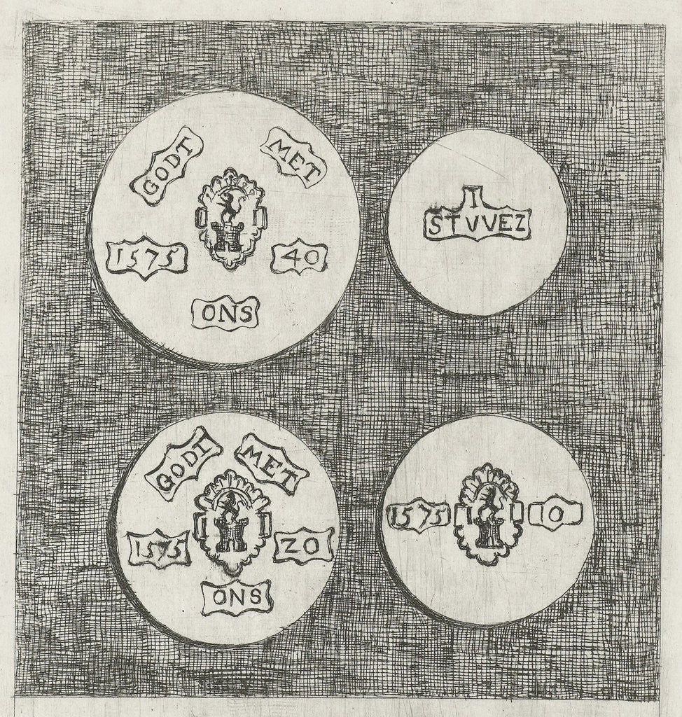 Detail of Two emergency coins beaten during the siege of Schoonhoven in 1575 by Eberhard Cornelis Rahms