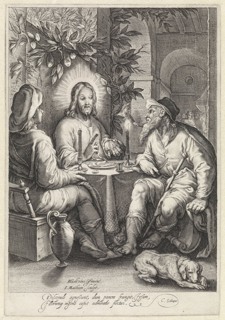Detail of Meal at Emmaus by Cornelius Schonaeus