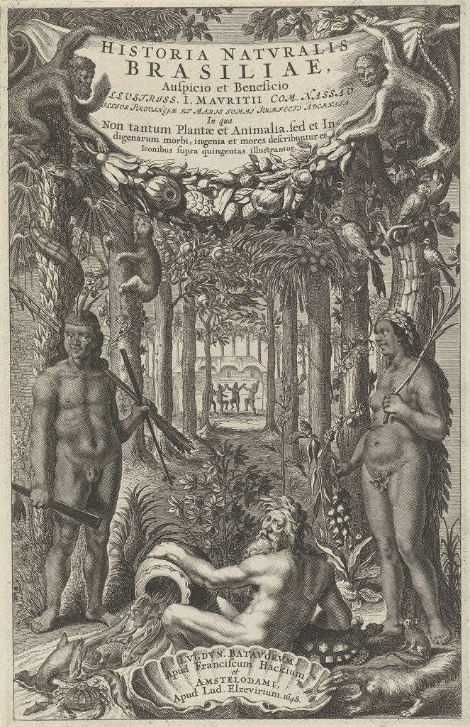 Detail of Brazilians in a forest by Franciscus Hackius