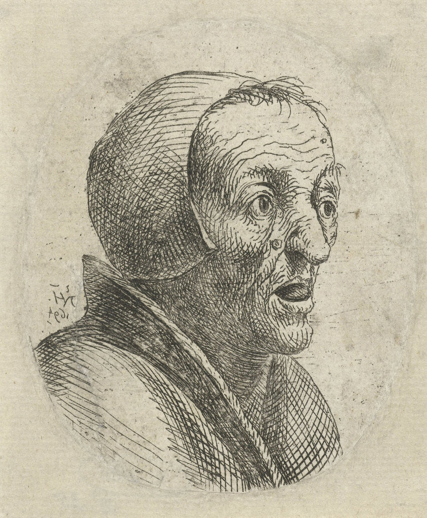 Detail of Bust of an old woman with open mouth by Nicolaes van Haeften