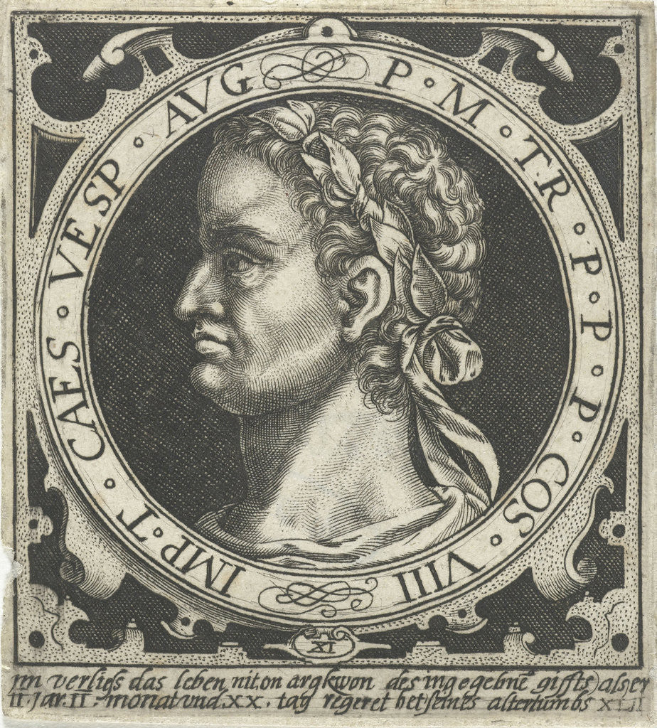 Detail of Portrait of Vespasian on medallion by Nicolaes de Bruyn