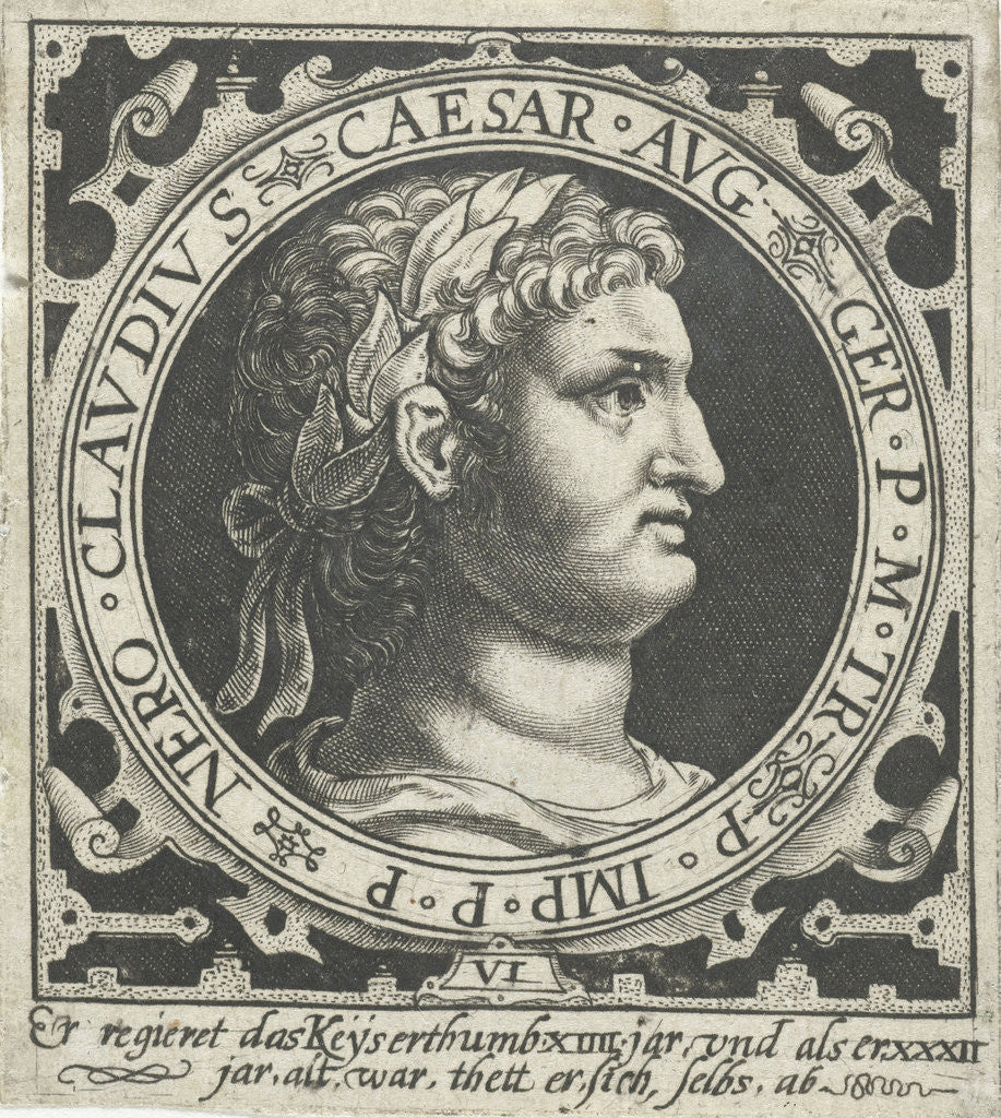 Detail of Portrait of Emperor Nero medallion by Nicolaes de Bruyn