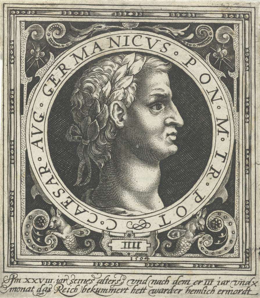 Detail of Portrait of Germanicus on medallion by Nicolaes de Bruyn