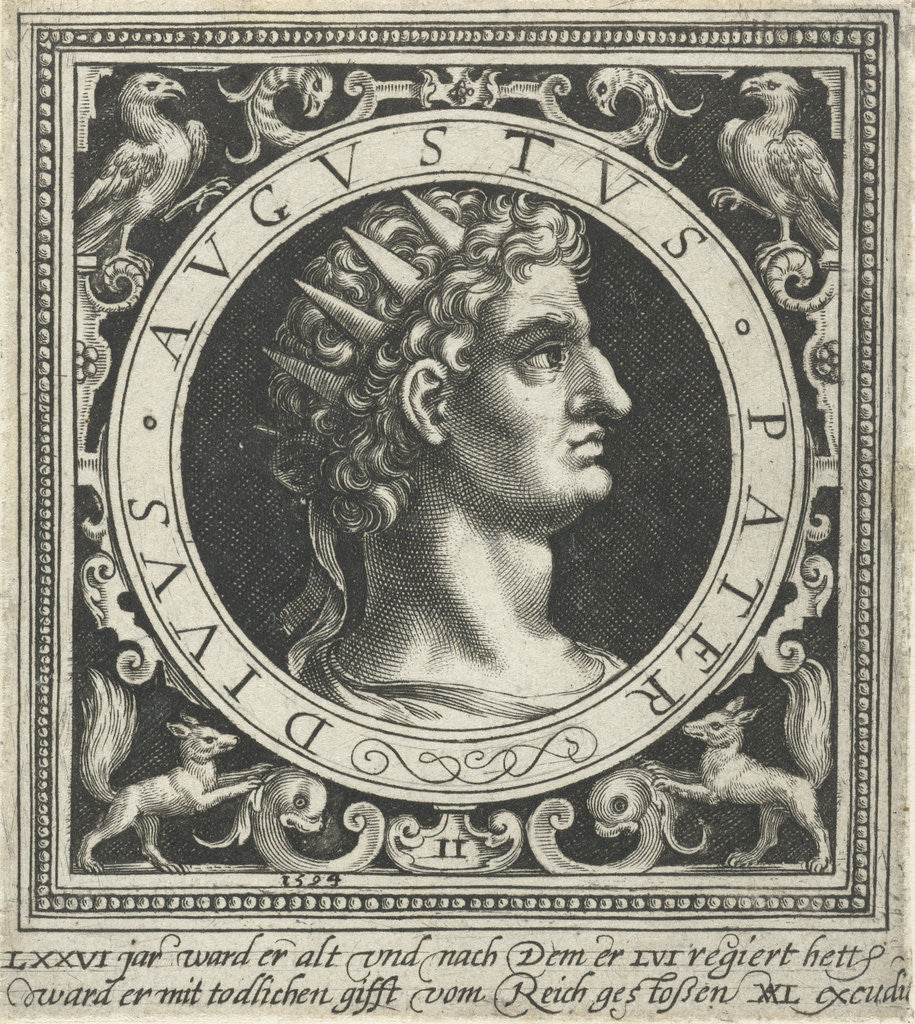 Detail of Portrait of Emperor Augustus on medallion by Assuerus van Londerseel