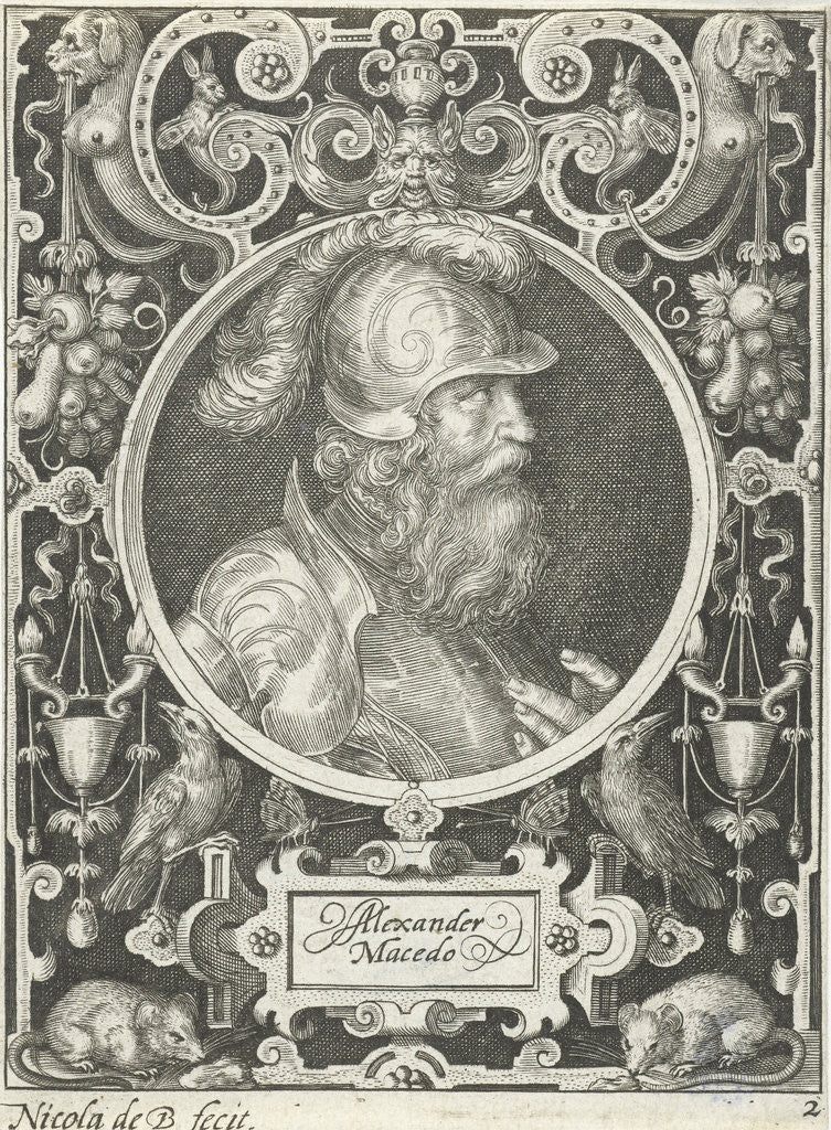 Detail of Portrait of Alexander the Great in medallion inside rectangular frame with ornaments by Nicolaes de Bruyn