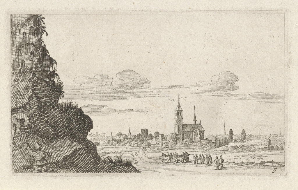 Detail of Two climbers on a ruin by Gillis van Scheyndel I