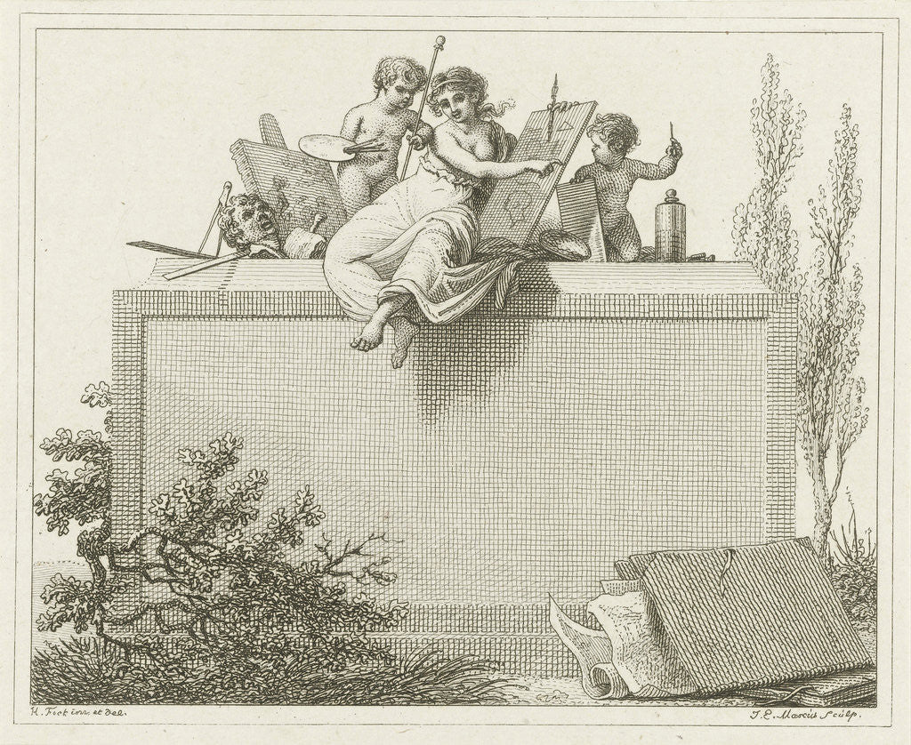 Detail of Pictura flanked by two putti by Jacob Ernst Marcus