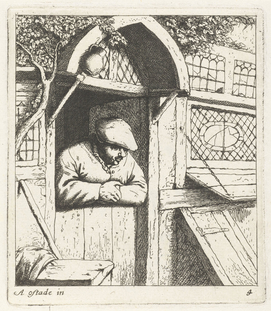 Detail of Farmer leaning on lower door by Abraham Bloteling