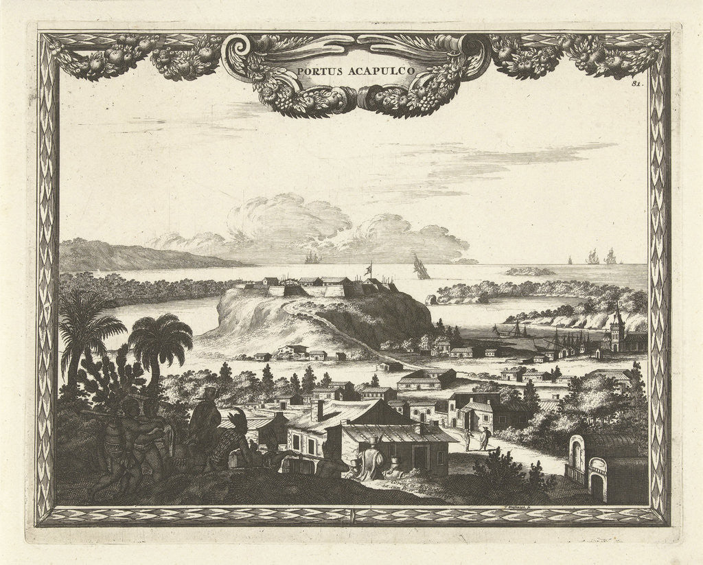 Detail of View of port and fortress in Acapulco by Staten van Holland en West-Friesland
