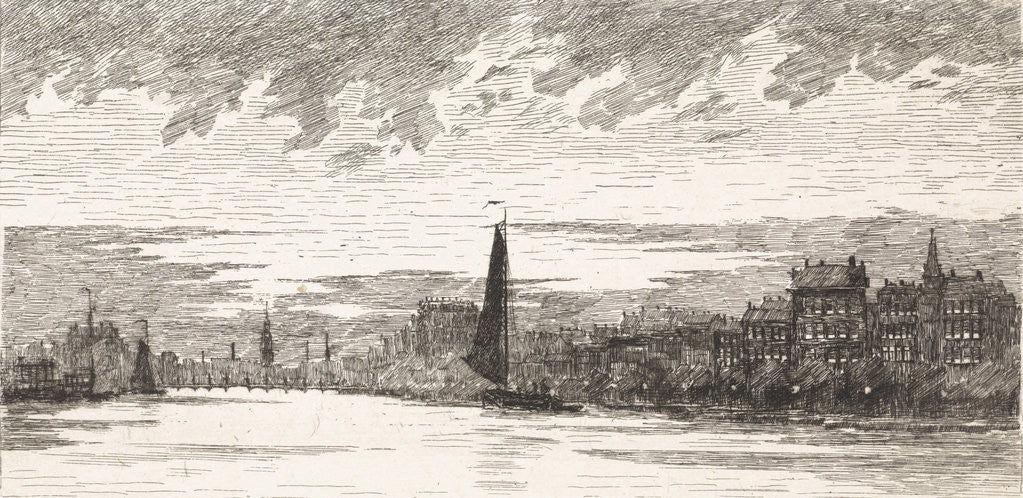 Detail of View from the Amstel River on Amsterdam by Elias Stark