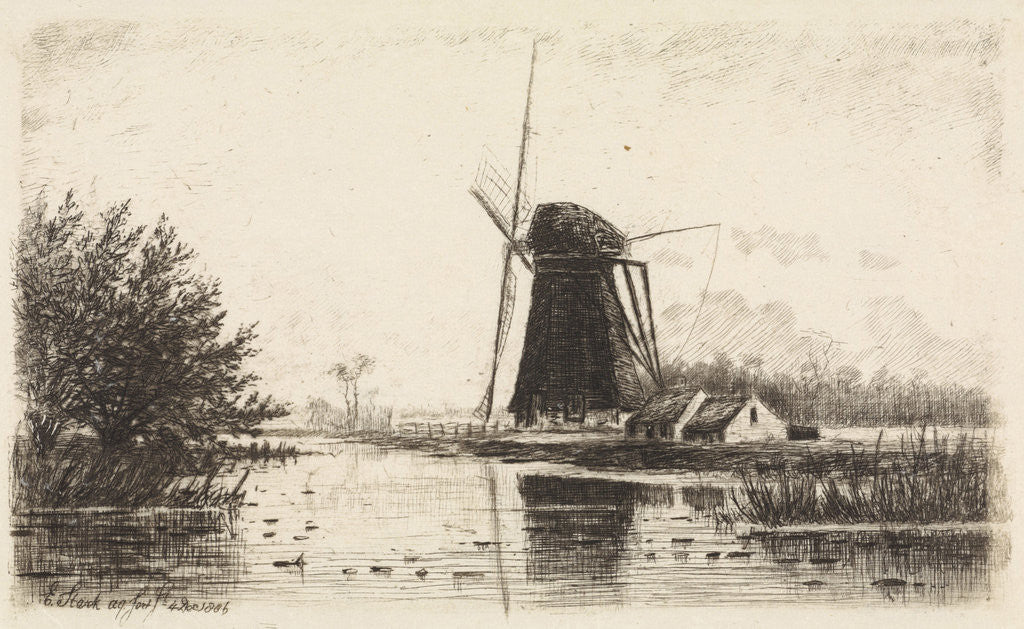 Detail of Windmill in Baambrugge by Elias Stark