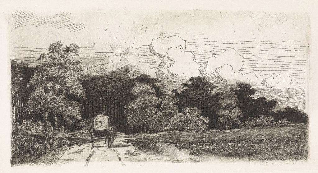 Detail of Wagon on a road in Driebergen by Elias Stark