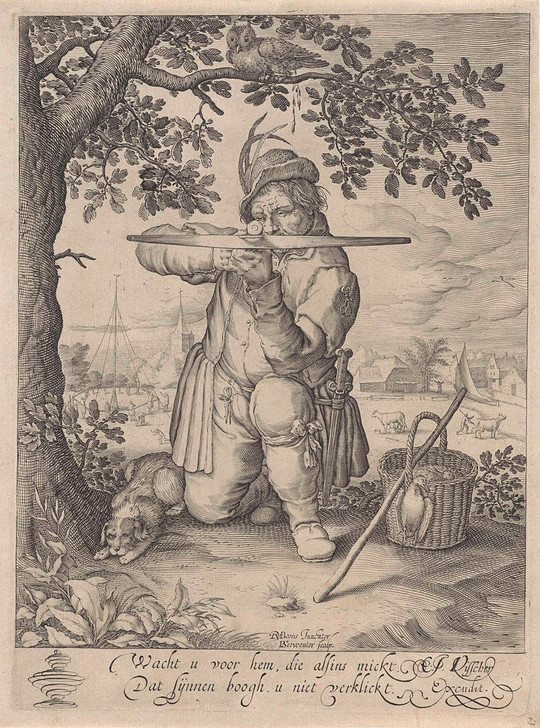 Detail of Man with a crossbow by Claes Jansz. Visscher II