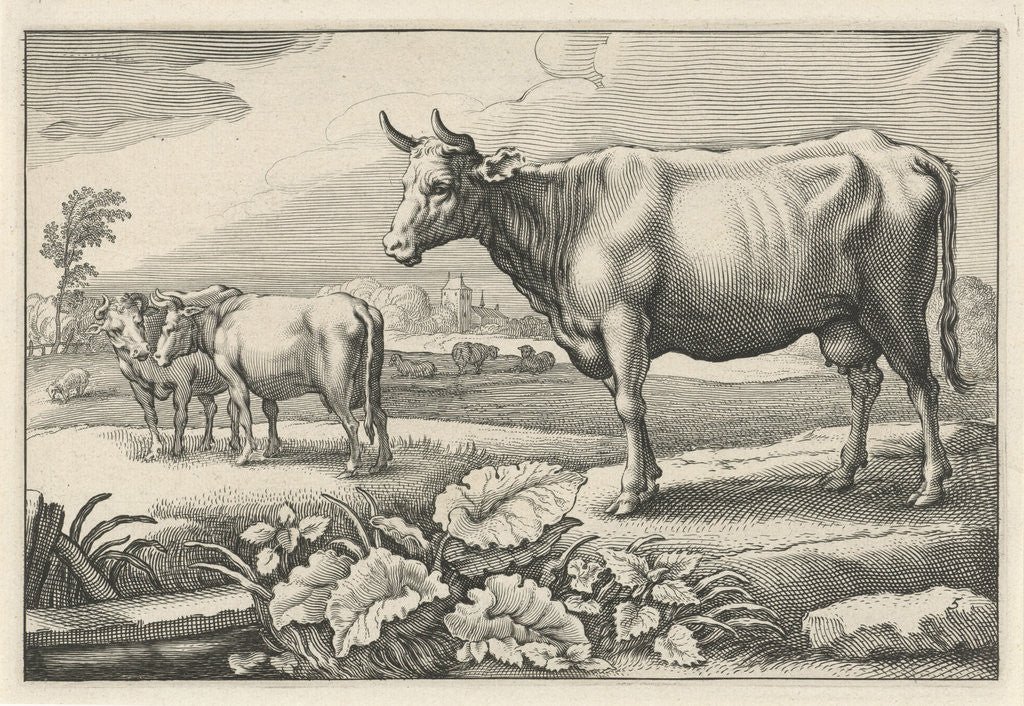 Detail of Pasture with cows by Nicolaes Visscher I