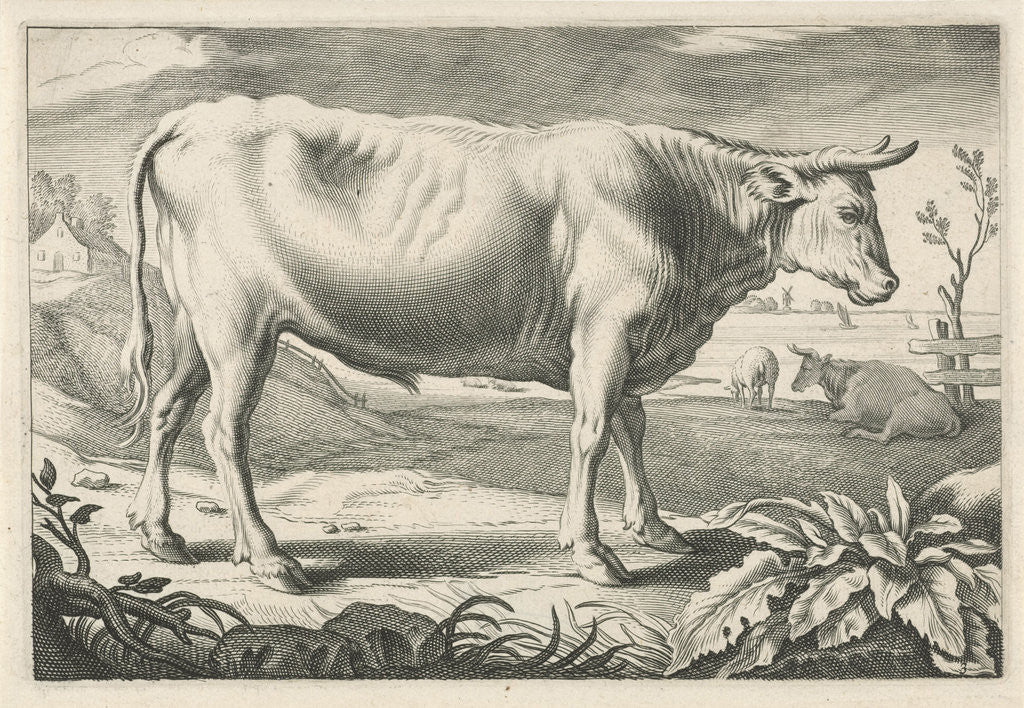 Detail of Pasture with an ox by Nicolaes Visscher I