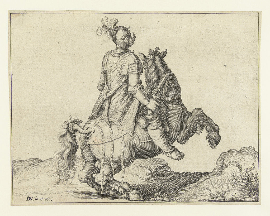 Detail of Horseman with gun, seen from the back by Jacob de Gheyn II