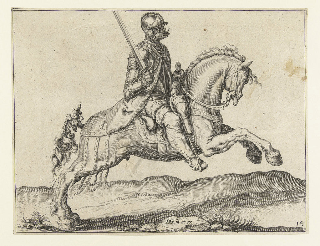 Detail of Rider with drawn sword by Jacob de Gheyn II