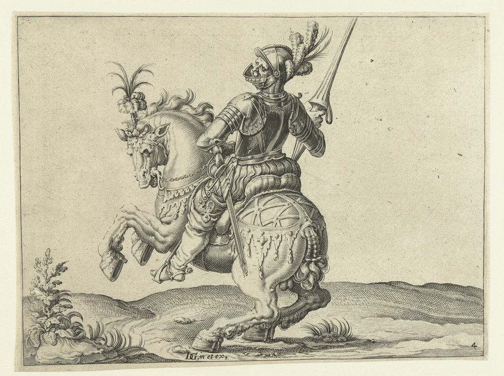 Detail of Spear rider with open visor by Jacob de Gheyn II