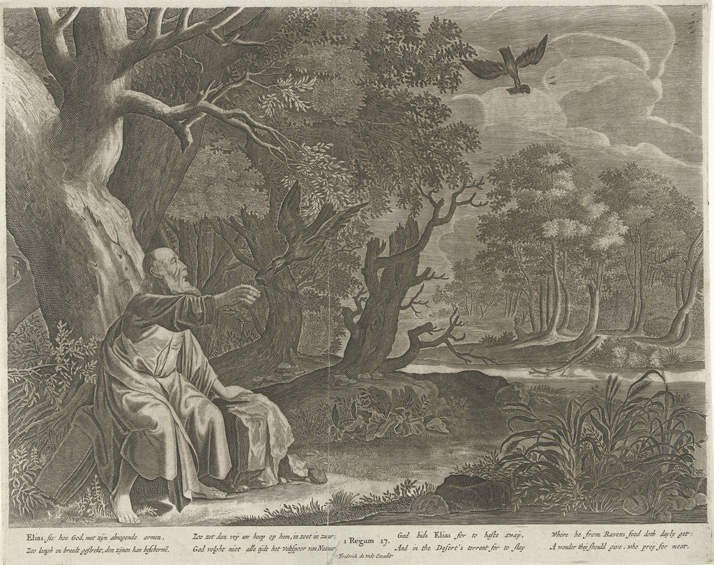 Detail of Elijah fed by ravens by Pieter Symonsz. Potter