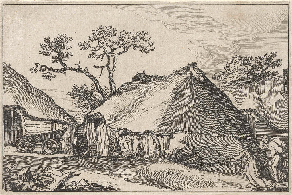 Detail of Farm and a wagon by Boetius Adamsz. Bolswert