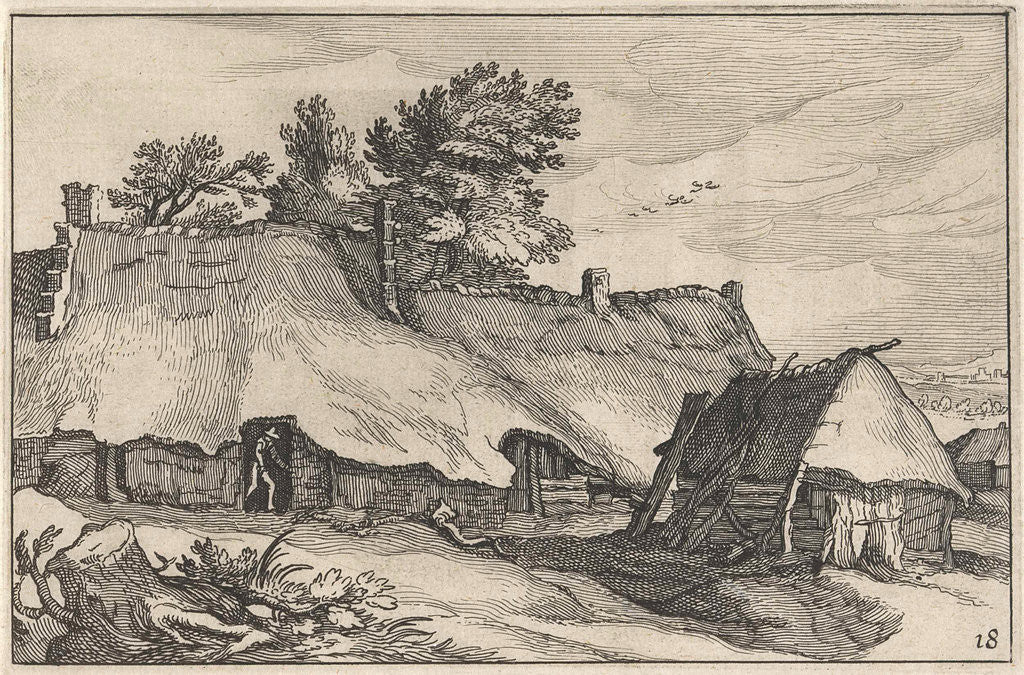 Detail of Farm and small barn by Boëtius Adamsz. Bolswert
