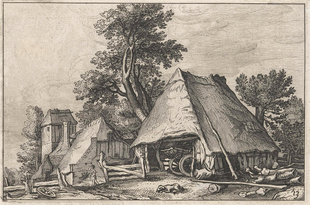 Detail of Farm between the trees by Boëtius Adamsz. Bolswert