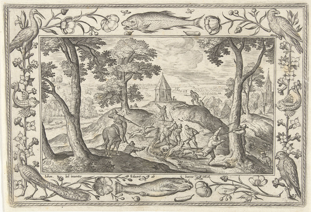 Detail of Wolf hunting by Eduwart van Hoeswinckel