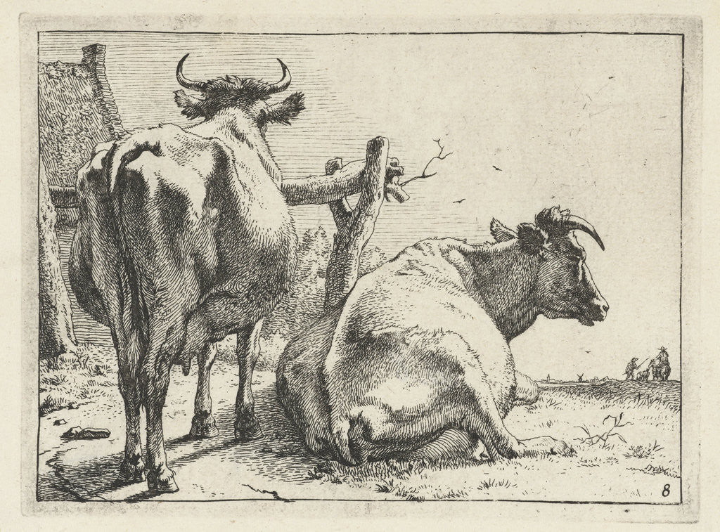 Detail of Two cows seen from behind by Frederik de Wit