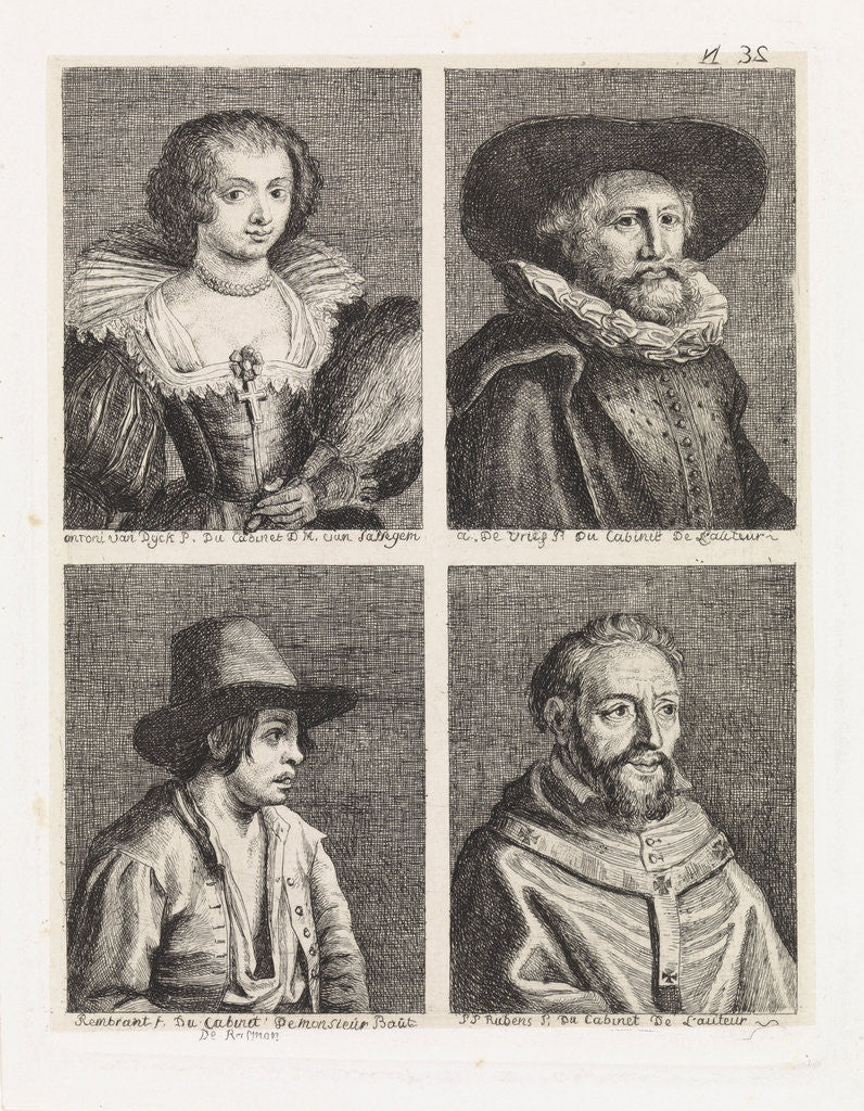 Detail of Four portraits by Abraham de Vries