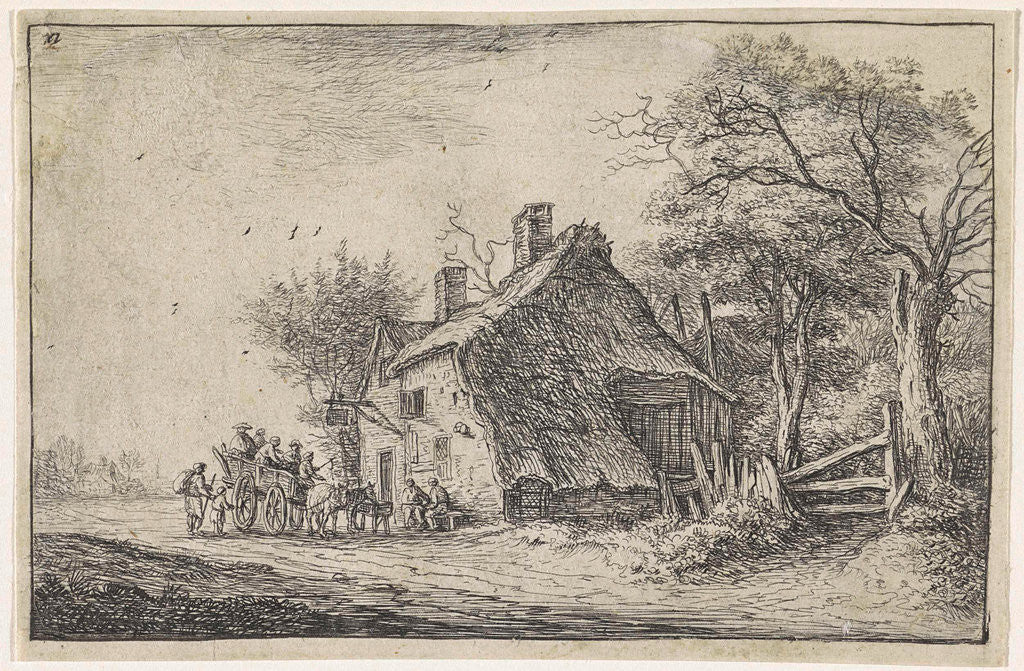 Detail of Travelers at an inn by Anthonie Waterloo