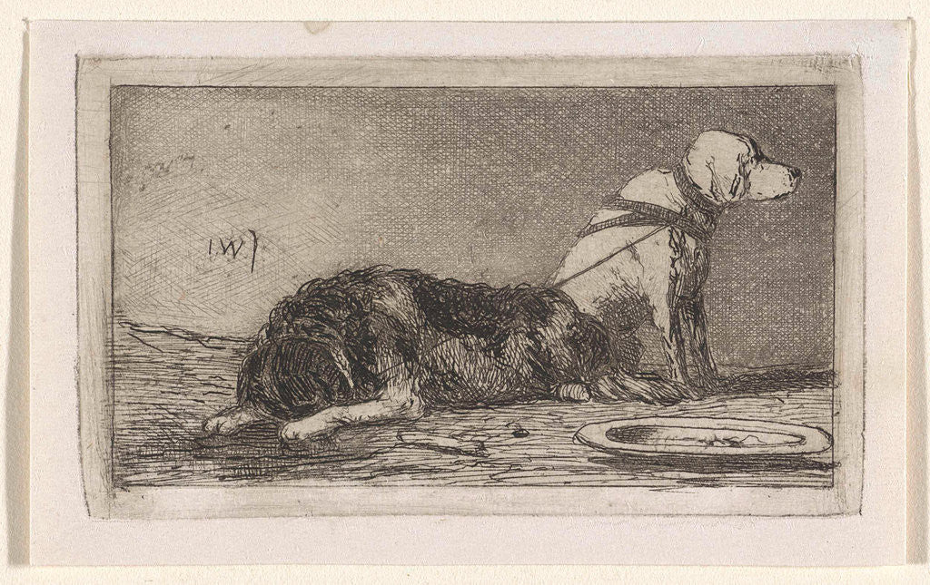 Detail of Two tethered dogs by Jan Weissenbruch