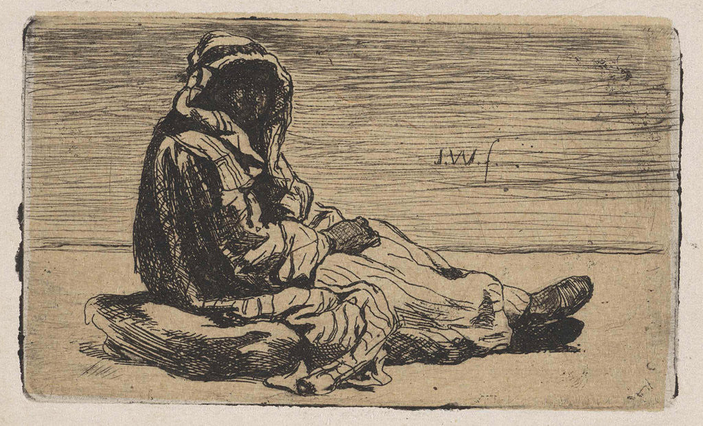 Detail of Oriental clad figure on a pillow by Jan Weissenbruch