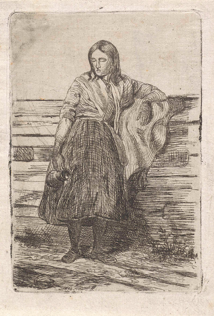 Detail of Young woman at a fence by Frederik Hendrik Weissenbruch