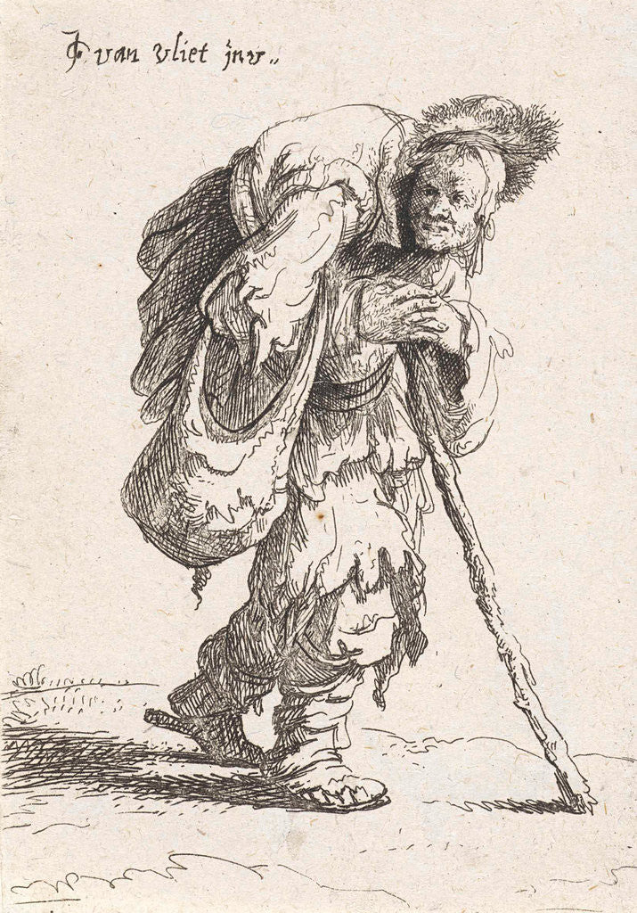 Detail of Humpback beggar with a cane by Jan Gillisz. van Vliet