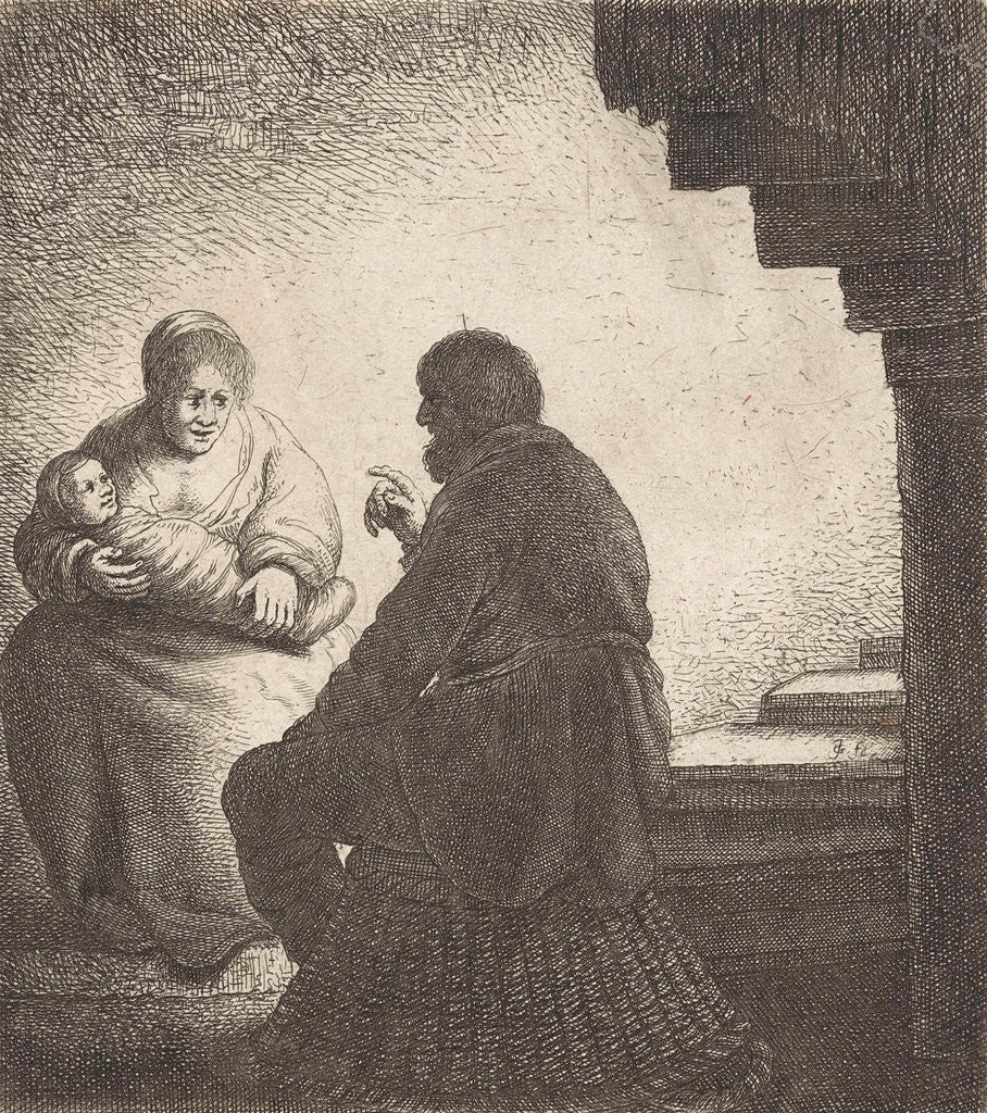 Detail of Family sitting at a spiral staircase by Jan Gillisz. van Vliet