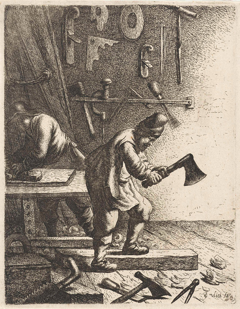 Detail of Carpenters by Jan Gillisz. van Vliet