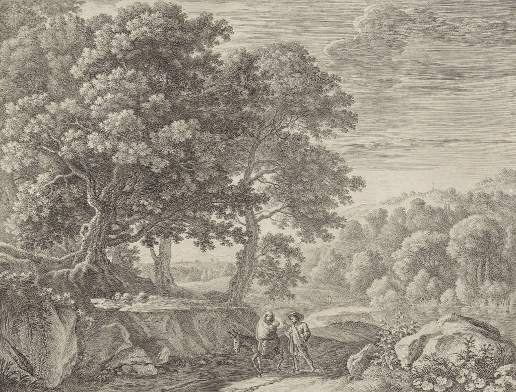 Detail of Holy Family with donkey and Cherubins by Herman van Swanevelt