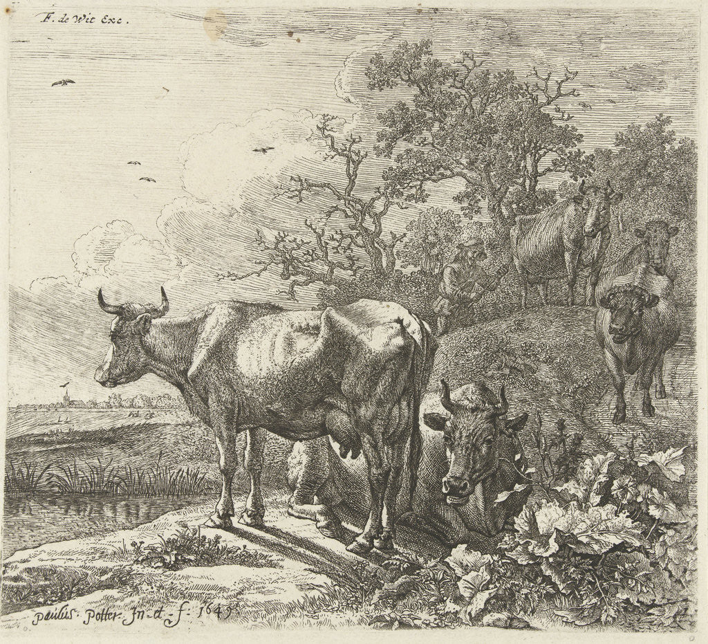 Detail of The herdsman by Paulus Potter