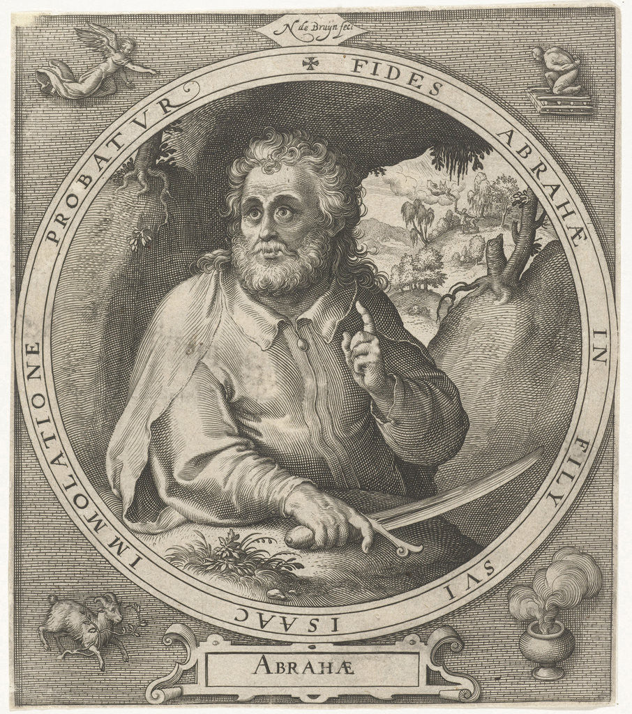 Detail of Abraham with knife in hand by Nicolaes de Bruyn