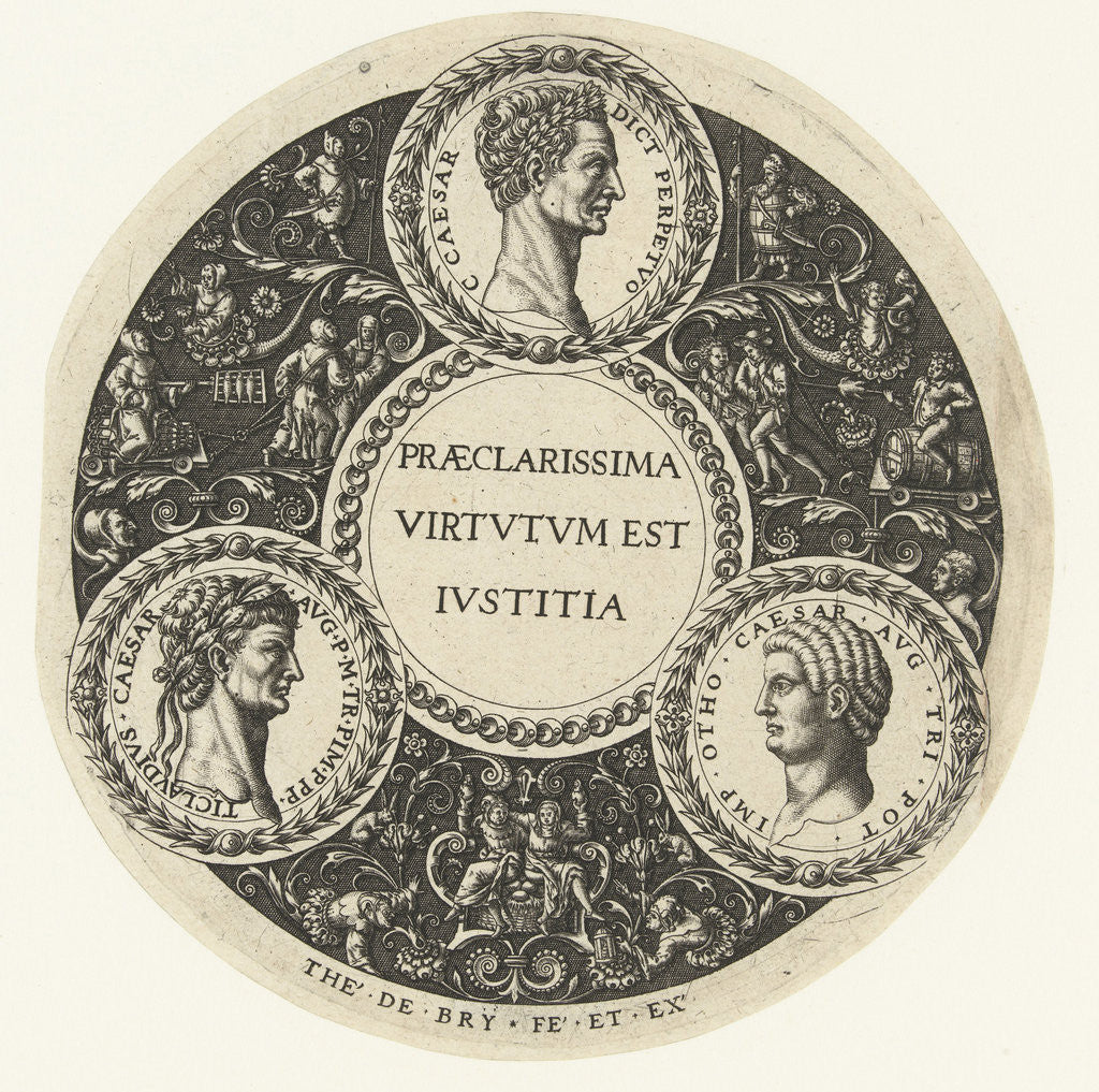 Detail of Medallion with Caesar, Claudius and Otho by Theodor de Bry