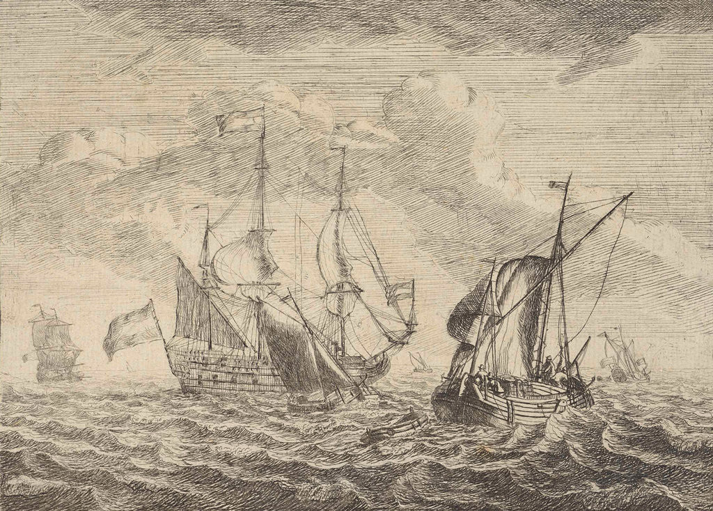 Detail of Seascape with two- and three-masters by Adam Silo