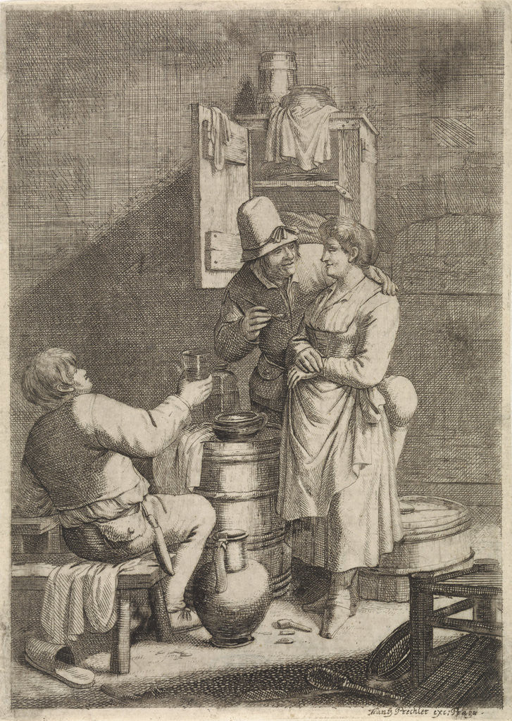Detail of Farmer Couple and a man with a glass, Justus van den Nijpoort by Franz Prechler