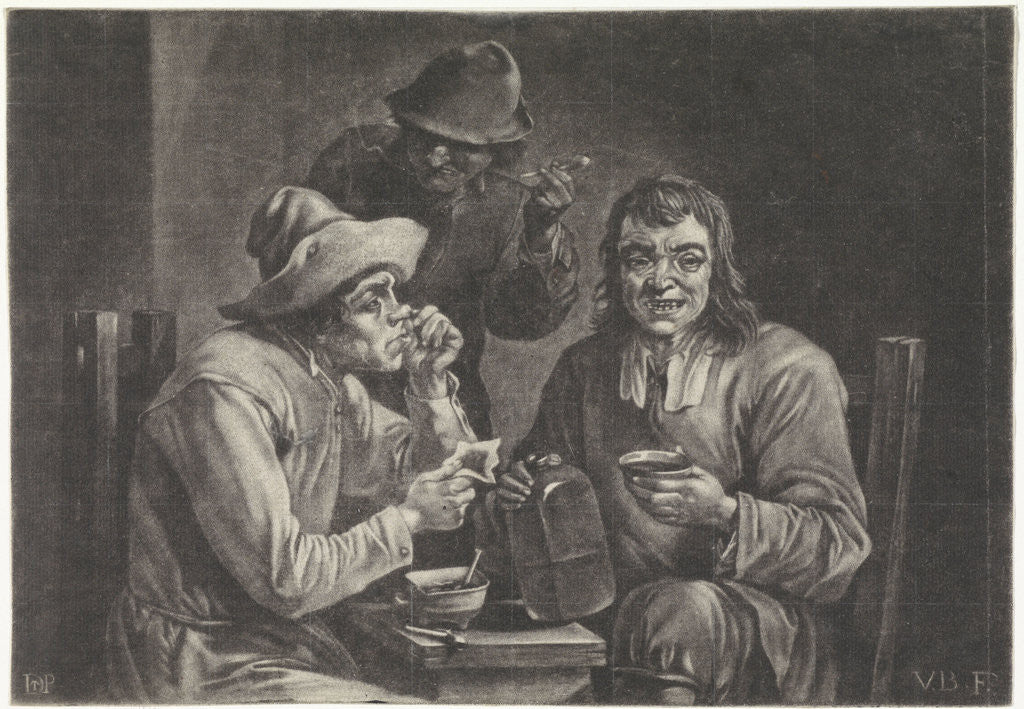Detail of Drinking and smoking men by Jan van der Bruggen